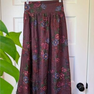 NATURAL LIFE Wine Floral Maxi Skirt